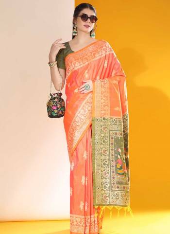 Garb These Festive Wear Two Tone Saree in Fine Colored.These Saree And Blouse is Fabricated On Raw Silk.Its Beautified With Two Tone Weavon Antique Designer.