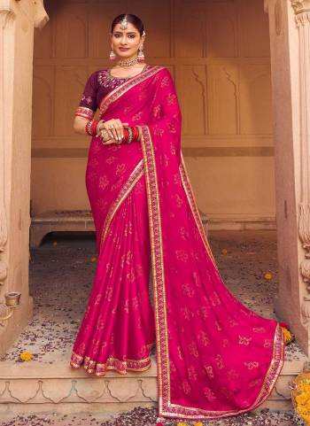 Attrective Looking These Saree in Fine Colored pair With Blouse.These Saree is Fabricated On Satin Chiffon Pair With Phantom Silk Blouse.Its Beautified With Lesar Cutting Foil,Jari, Resham,Mirror  Embroidery Work.