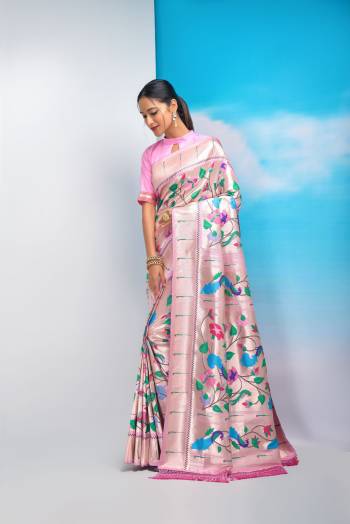 Looking These Festive Wear Saree in Fine Colored.These Saree And Blouse is Fabricated On Banarasi Soft Silk.Its Beautified With Weavon Jari And Meena Paithani Designer.