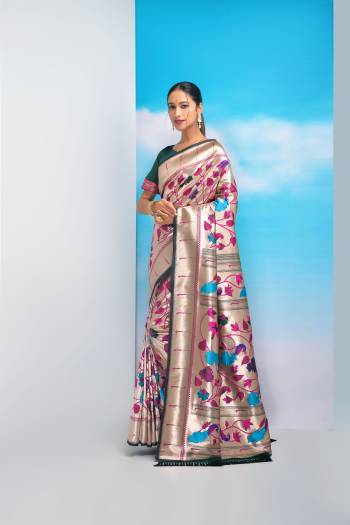 Looking These Festive Wear Saree in Fine Colored.These Saree And Blouse is Fabricated On Banarasi Soft Silk.Its Beautified With Weavon Jari And Meena Paithani Designer.