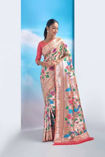 Looking These Festive Wear Saree in Fine Colored.These Saree And Blouse is Fabricated On Banarasi Soft Silk.Its Beautified With Weavon Jari And Meena Paithani Designer.