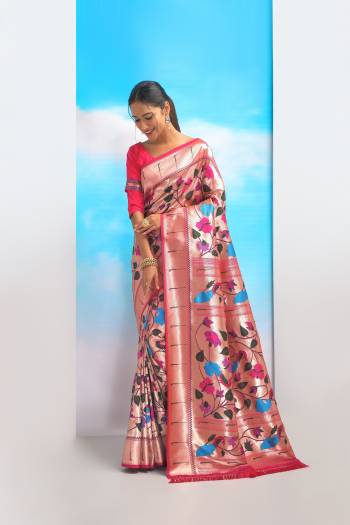 Looking These Festive Wear Saree in Fine Colored.These Saree And Blouse is Fabricated On Banarasi Soft Silk.Its Beautified With Weavon Jari And Meena Paithani Designer.