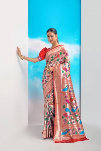 Looking These Festive Wear Saree in Fine Colored.These Saree And Blouse is Fabricated On Banarasi Soft Silk.Its Beautified With Weavon Jari And Meena Paithani Designer.