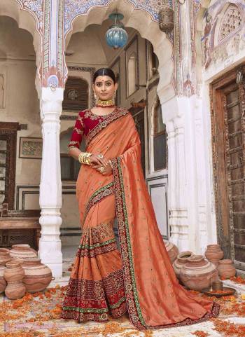 Garb These Designer Saree in Fine Colored.These Saree And Blouse is Fabricated On Viscose,Barfi Silk Pair.Its Beautified With Blooming Color,Heavy Embroidery,Diamond Work.