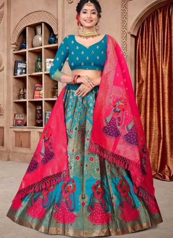 For A Designer Look,Grab These Lehenga Choli in Fine Colored.These Lehenga Choli And Dupatta Are Fabricated On Jacquard Silk Pair.Its Beautified With Fancy Weaving Jacquard Designer.