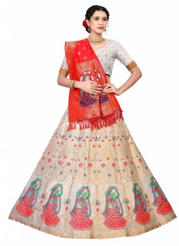 For A Designer Look,Grab These Lehenga Choli in Fine Colored.These Lehenga Choli And Dupatta Are Fabricated On Jacquard Silk Pair.Its Beautified With Fancy Weaving Jacquard Designer.