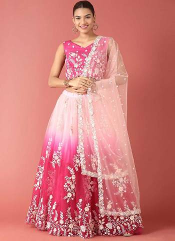 Garb This Partywear Fine Color Heavy Designer Choli Fabric Are Net And Lahenga Net And Dupatta Net In Fabricated Beautified With Attrective Sequance Embroidery Work. Buy Now.