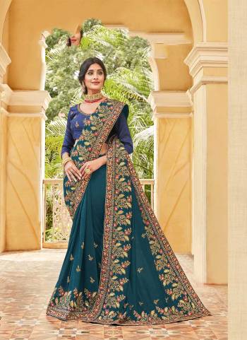 Attrective These Designer Saree in Fine Colored.These Saree Are Vichitra Silk And Blouse is Fabricated On Art Silk Pair.Its Beautified With Blooming Color Fabric With Heavy Jari Embroidery,Diamond Work.