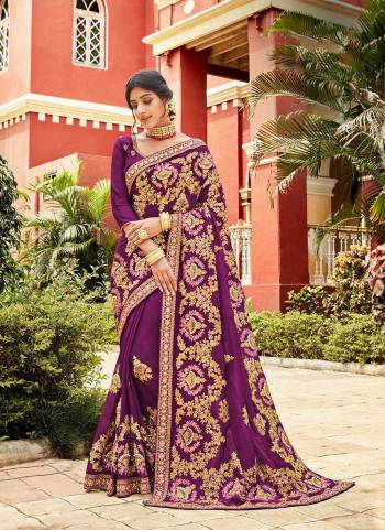 Attrective These Designer Saree in Fine Colored.These Saree Are Vichitra Silk And Blouse is Fabricated On Art Silk Pair.Its Beautified With Blooming Color Fabric With Heavy Jari Embroidery,Diamond Work.