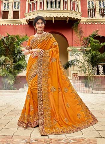 Attrective These Designer Saree in Fine Colored.These Saree Are Vichitra Silk And Blouse is Fabricated On Art Silk Pair.Its Beautified With Blooming Color Fabric With Heavy Jari Embroidery,Diamond Work.