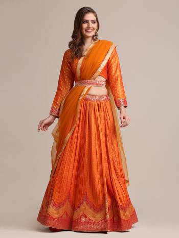 For A Designer Look,Grab These Lehenga Choli in Fine Colored.These Lehenga Choli Are Jacquard Silk And Dupatta Are Fabricated On Net Pair.Its Beautified With Fancy Designer Gold Wevon,Pleated lehenga.