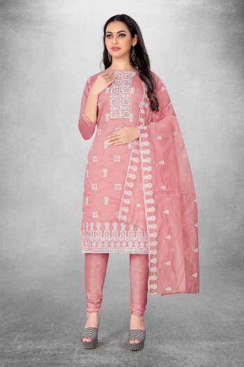 Grab These Suit in Fine Colored Pair With Bottom And Dupatta.These Top Are Chanderi And Dupatta Are Fabricated On Chanderi Pair With Santoon Bottom.Its Beautified With Designer Thread Embroidery Work.