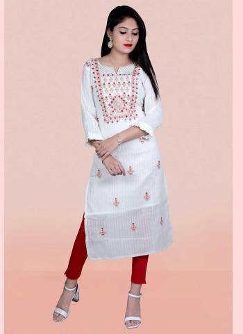 Attrective This Readymade Long Kurti In Fine Color Fabricated On Khadi Cotton Beautified With Wevon Designer With Embroidery Work. It Is Light In Weight And Easy To Carry All Day Long. 