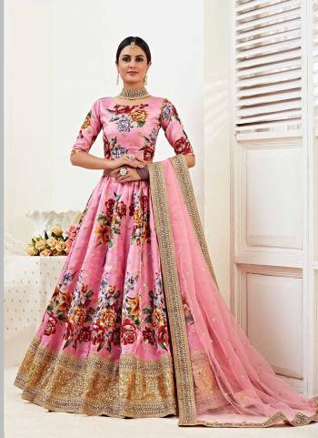 For A Designer Look,Grab These Lehenga Choli in Fine Colored.These Lehenga And Blouse Are Fabricated On Banglori Satin Pair With Net Dupatta.Its Beautified With Designer Floral Printed,Jari,Dori,Sequance Embroidery Work.