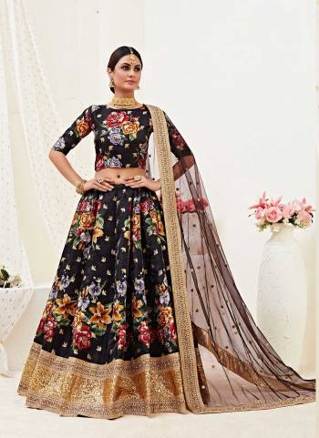 For A Designer Look,Grab These Lehenga Choli in Fine Colored.These Lehenga And Blouse Are Fabricated On Banglori Satin Pair With Net Dupatta.Its Beautified With Designer Floral Printed,Jari,Dori,Sequance Embroidery Work.