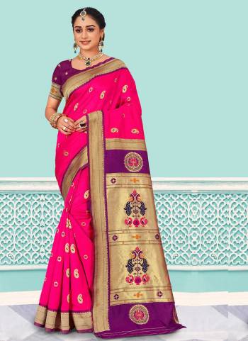 Look These Saree in Fine Colored.These Saree And Blouse is Fabricated On Silk.Its Beautified With Heavy Wevon Designer Work.