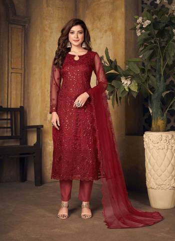 Grab These Suit in Fine Colored Pair With Bottom And Dupatta.These Top And Dupatta Are Fabricated On Net Pair With Santoon Bottom.Its Beautified With Santoon Inner.Its Beautified With Heavy Designer Thread,Sequance Embroidery Work.