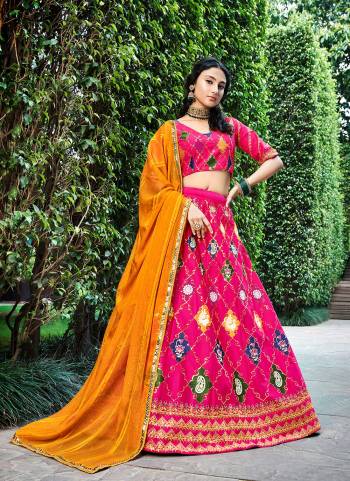 For A Designer Look,Grab These Lehenga Choli in Fine Colored.These Lehenga And Blouse Are Fabricated On Silk Pair With Georgette Dupatta.Its Beautified With Thread,Sequance Embroidery Work.