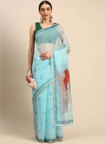 Look These Saree in Fine Colored.These Saree And Blouse is Fabricated On Organza.Its Beautified With Designer Digital Printed.