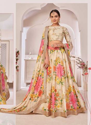 For A Designer Look,Grab These Lehenga Choli in Fine Colored.These Lehenga And Dupatta Are Fabricated On Georgette Pair With Art Silk Blouse.Its Beautified With Designer Floral Digital Printed,Sequance Embroidery Work.