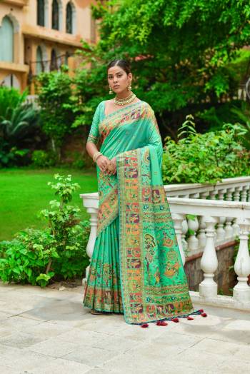 Garb These Festive Wear Saree in Fine Colored.These Saree And Blouse is Fabricated On Pashmina Silk.Its Beautified With Weavon Colorfull Meena Designer.