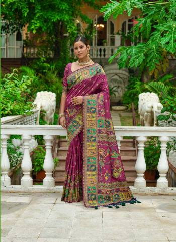 Garb These Festive Wear Saree in Fine Colored.These Saree And Blouse is Fabricated On Pashmina Silk.Its Beautified With Weavon Colorfull Meena Designer.