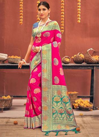 Looking These Festive Wear Saree in Fine Colored.These Saree And Blouse is Fabricated On Banarasi Silk.Its Beautified With Weavon Designer Work.