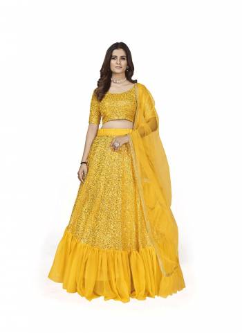 For A Designer Look,Grab These Lehenga Choli in Fine Colored.These Lehenga And Blouse Are Fabricated On Georgette Pair With Soft Net Dupatta.Its Beautified With Heavy Multy Sequance Embroidery Work.