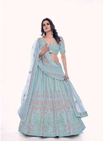 For A Designer Look,Grab These Lehenga Choli in Fine Colored.These Lehenga And Blouse Are Fabricated On Soft Net Pair With Soft Net Dupatta.Its Beautified With Designer Dori,Thread,Sequance Embroidery,Zarkan Work.