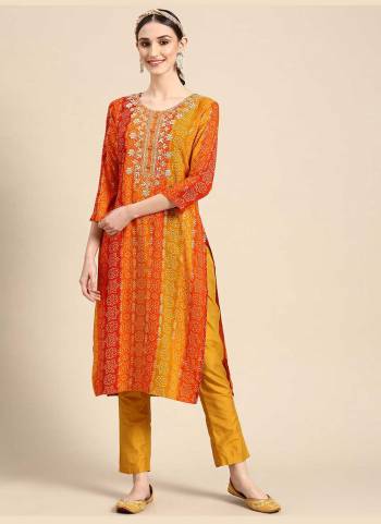 Attrective These Beautiful Looking Readymade Kurti.These Kurti is Fabricated On Rayon.Its Beautified With Bandhani Printed Designer With Embroidery Work.