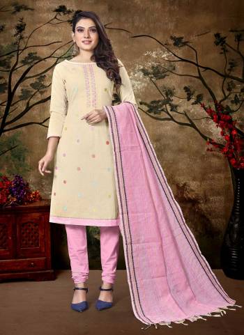 Grab These Suit in Fine Colored Pair With Bottom And Dupatta.These Top Are Khadi Cotton And Dupatta Are Fabricated On South Cotton Pair With Cotton Bottom.Its Beautified With Wevon Designer With Embroidery Work.