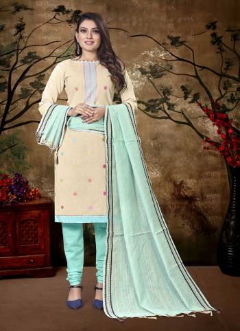 Grab These Suit in Fine Colored Pair With Bottom And Dupatta.These Top Are Khadi Cotton And Dupatta Are Fabricated On South Cotton Pair With Cotton Bottom.Its Beautified With Wevon Designer With Embroidery Work.