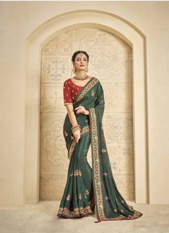 Look Attrective These Party Wear Saree in Fine Colored.These Saree Are Crepe Silk And Blouse  is Fabricated On Raw Silk.Its Beautified With Heavy Designer Thread Embroidery Work.