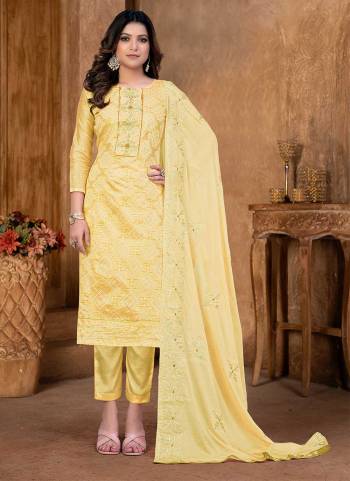 Grab These Suit in Fine Colored Pair With Bottom And Dupatta.These Top Are Modal Cotton And Dupatta Are Fabricated On Naznin Pair With Santoon Bottom.Its Beautified With Santoon Inner.Its Beautified With Designer Embroidery Work.