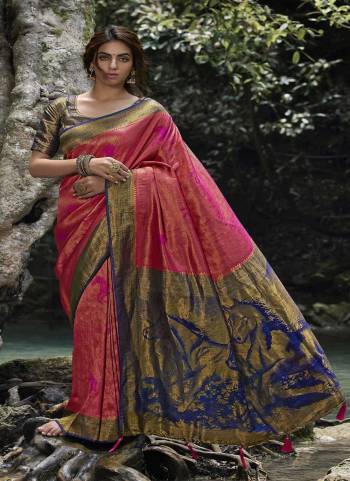 Attrective These Party Wear Saree in Fine Colored.These Saree And Blouse is Fabricated On Kanjivarm Silk.Its Beautified With Heavy Weaving Designer.