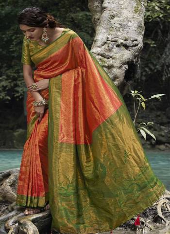 Attrective These Party Wear Saree in Fine Colored.These Saree And Blouse is Fabricated On Kanjivarm Silk.Its Beautified With Heavy Weaving Designer.