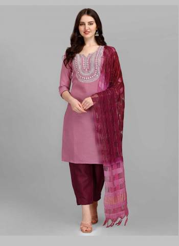 Grab These Readymade Suit in Fine Colored Pair With Bottom And Dupatta.These Top And Bottom Are Fabricated On Slub Cotton Pair With Cotton Silk Dupatta.Its Beautified With Designer Embroidery Work With Wevon Dupatta.