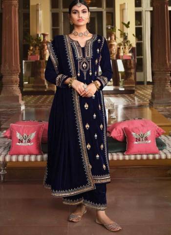 Attrective These Plazzo Suit in Fine Colored Pair With Bottom And Dupatta.These Top And Bottom Are Velvet And Pair With Velvet Dupatta.Its Beautified With Heavy Designer Embroidery Work.