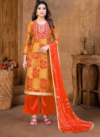 Grab These Suit in Fine Colored Pair With Bottom And Dupatta.These Top Are Art Silk And Dupatta Are Fabricated On Naznin Pair With Santoon Bottom.Its Beautified With Santoon Inner.Its Beautified With Bandhani Printed With Hand Work.