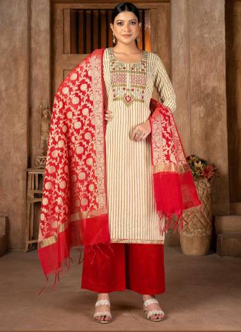 Grab These Suit in Fine Colored Pair With Bottom And Dupatta.These Top Are Cambric Cotton And Dupatta Are Fabricated On Banarasi Silk Pair With Cotton Bottom.Its Beautified With Wevon Designer With Embroidery Work.