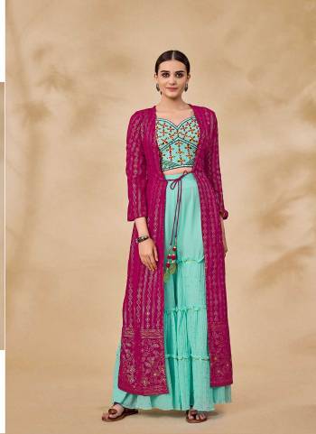 Attrective These Readymade Sharara Suit in Fine Colored Pair With Bottom And Jacket.These Top Are Georgette And Jacket Are Fabricated On Soft Net Pair With Georgette Bottom.Its Beautified With Heavy Designer Sequance,Thread Embroidery Work.