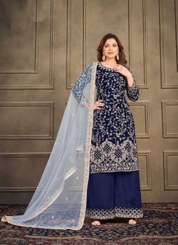 Grab These Plazzo Suit in Fine Colored Pair With Bottom And Dupatta.These Top Are Velvet And Dupatta Are Fabricated On Net Pair With Santoon Bottom.Its Beautified With Santoon Inner.Its Beautified With Heavy Designer Embroidery Work.