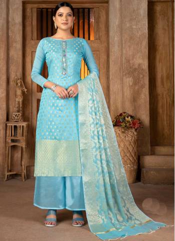 Grab These Suit in Fine Colored Pair With Bottom And Dupatta.These Top And Dupatta Are Fabricated On Banarasi Silk Pair With Santoon Bottom.Its Beautified With Wevon Jacquard Designer.