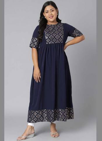 Grab These Beautiful Looking Readymade Plus Size Long Kurti.These Kurti is Fabricated On Poly Crepe.Its Beautified With Designer Foil Printed.