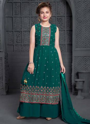 For A Designer Look,Grab These Kidswear Readymade Sharara Suits in Fine Colored.These Top And Bottom Are Fabricated On Georgette Pair With Georgette Dupatta.Its Beautified With Designer Embroidery Work.