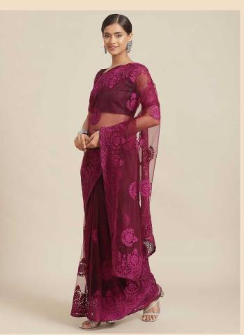 Look Attrective These Party Wear Saree in Fine Colored.These Saree And Blouse  is Fabricated On Net.Its Beautified With Heavy Designer Thread Embroidery Work.