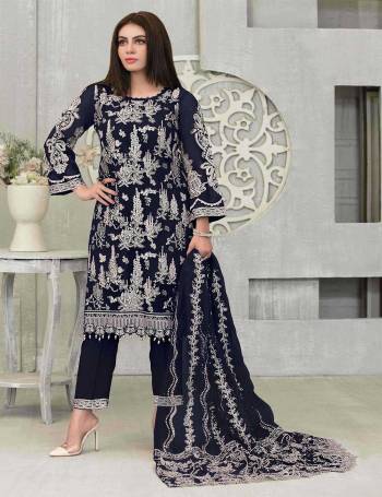 Attrective These Suit in Fine Colored Pair With Bottom And Dupatta.These Top And Dupatta Are Fabricated On Faux Georgette Pair With Santoon Bottom.Its Beautified With Santoon Inner.Its Beautified With Heavy Designer Embroidery Work.