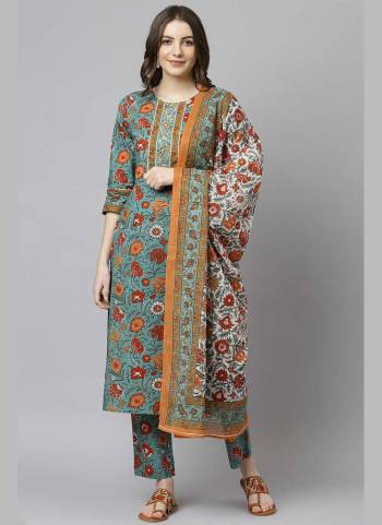 Grab These Beautiful Looking Readymade Suits.These Top And Bottom is Fabricated On Cotton And Cotton Dupatta.Its Beautified With Designer Printed.