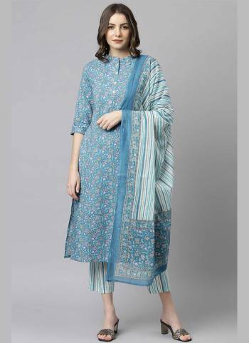 Grab These Beautiful Looking Readymade Suits.These Top And Bottom is Fabricated On Cotton And Cotton Dupatta.Its Beautified With Designer Printed.