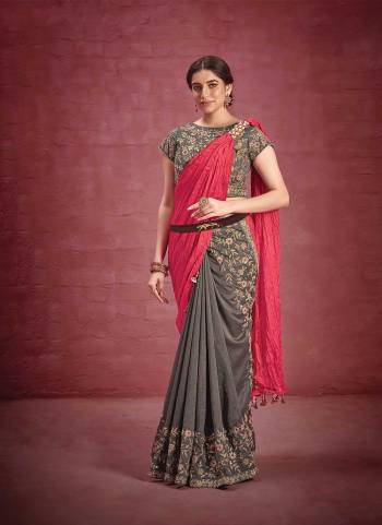 Look Attrective These Party Wear Saree in Fine Colored.These Saree Are Crush Silk,Crepe Georgette And Blouse  is Fabricated On Raw Silk.Its Beautified With Heavy Designer  Embroidery Work.